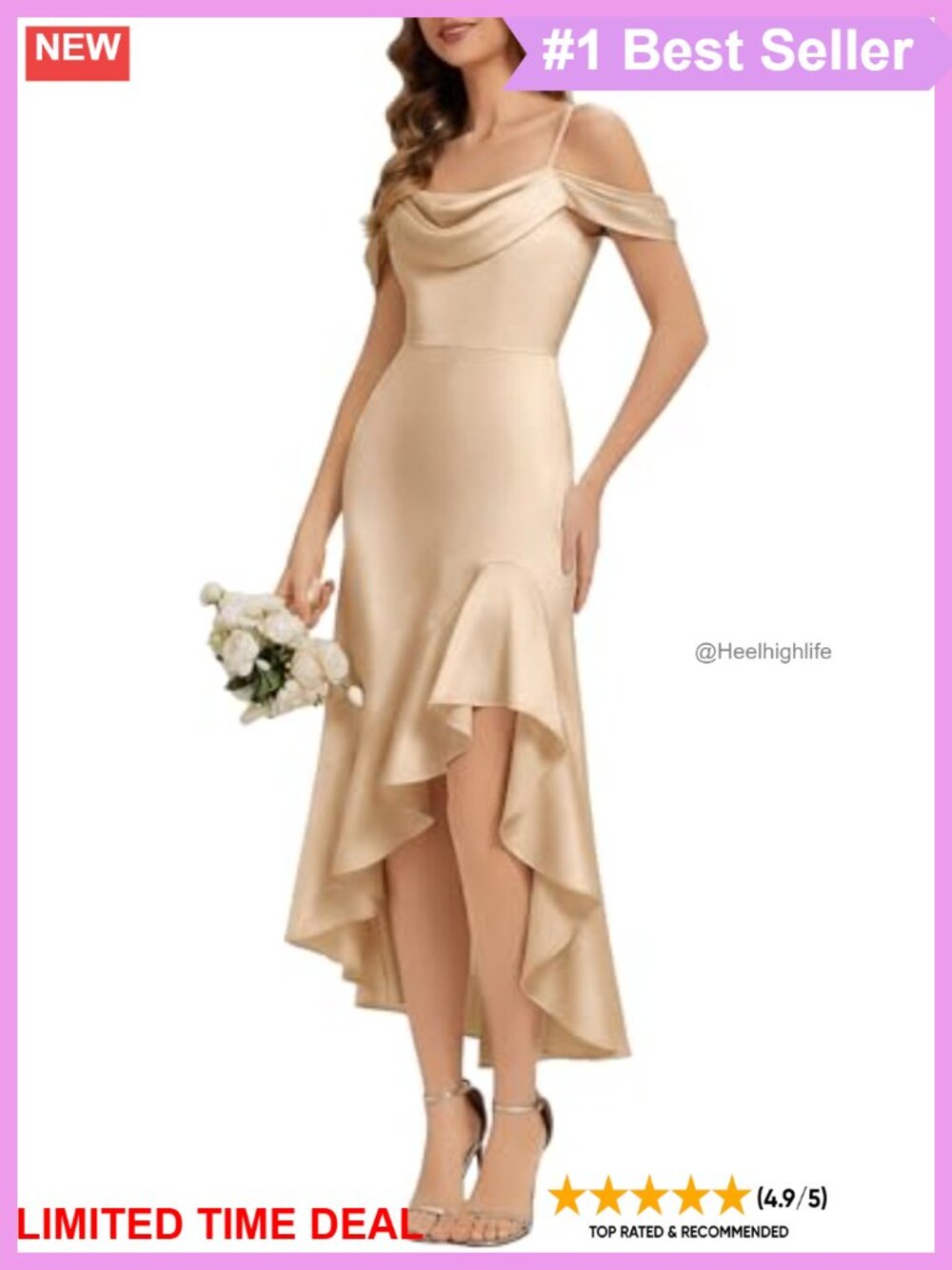 Ever-Pretty Cowl Neck High-Low Formal Dress – Wedding Guest, Bridesmaid,